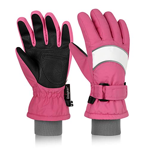 Unigear Guantes de Esquí Guantelete Snowboard para Niños Impermeable Calientes Térmicos a Prueba de la Entrada de Nieve, Agua Más Fácil Ponérselos y Quitárselos Guantes para Esquiar Deportes Invierno