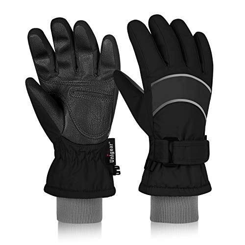 Unigear Guantes de Esquí Guantelete Snowboard para Niños Impermeable Calientes Térmicos a Prueba de la Entrada de Nieve, Agua Más Fácil Ponérselos y Quitárselos Guantes para Esquiar Deportes Invierno