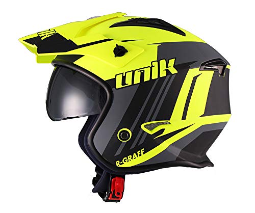 Unik - Casco Jet TRIAL abierto CT-07 R-GRAFF Amarilo Flúor/Negro Mate (M (57-58 cm.))