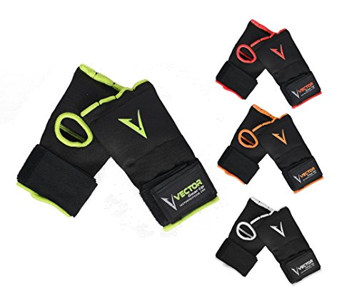 Vector Sports - Vendajes de Mano de Gel Acolchado para Entrenamiento, Unisex, Protector de puño, para ser Usado Debajo de los Guantes para Boxeo MMA Kickboxing Muay Thai, 4 Colores, Large, Blanco