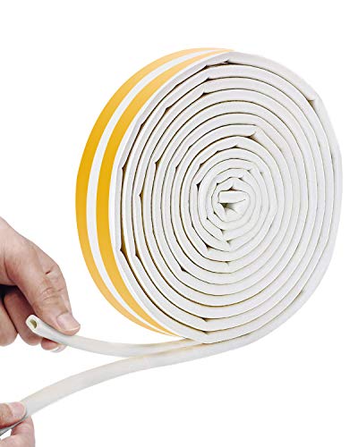 VIDEN foam tape Vidence Autoadhesivo Sellar Tira de Sellado en Forma de D, Junta y la Espuma, Goma burlete para Puerta Ventana Antigolpes, Blanco [2 Rollos], Yellow/White