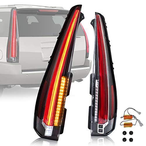 VLAND LED Luces traseras compatibles con Chevy Tahoe Suburban GMC Yukon Denali 2007-2014, conjunto completo de luces traseras LED con señal de giro amarilla, transparente