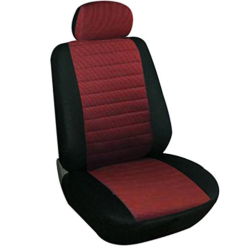 WOLTU 1x Fundas de Asiento para Coche Universal Delantero Cubierta para Asiento Automóvil sin Bolsa de Aire Poliéster Rojo 7233-1