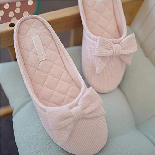 XYCSM Zapatillas de mujer Casual Home, Cute Bow Algodón Baotou Zapatillas Interior Ocio Comodidad Suave Zapatillas ligeras Ropa suelta Damas Algodón Zapatillas & Lt; Br & Gt; Zapatill