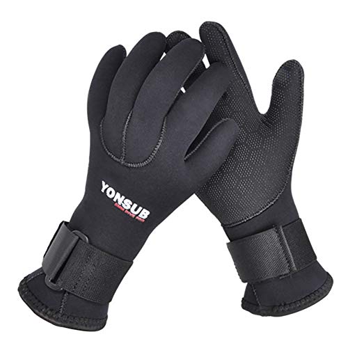 Yaobuyao Guantes de neopreno de 5 mm para adultos, guantes de buceo de cinco dedos para uso para buceo, surf, kayak, esnórquel, vela, barco, S