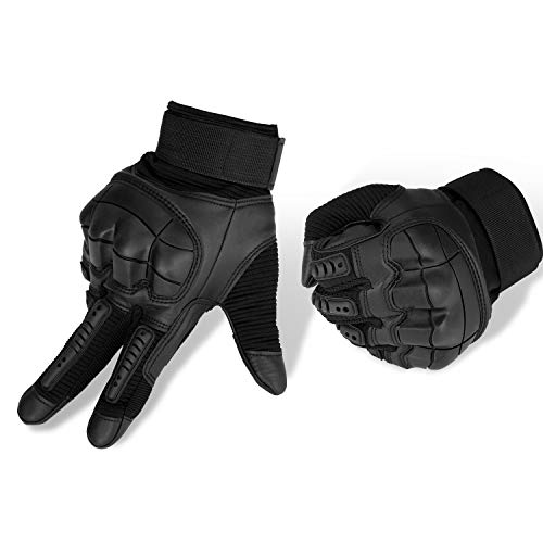 Yizhet Guantes de Moto Guantes Tácticos Pantalla Táctil Guantes Dedo Completo Antideslizante para Motocicleta Ciclismo Caza Escalada Acampar - Negro (S)