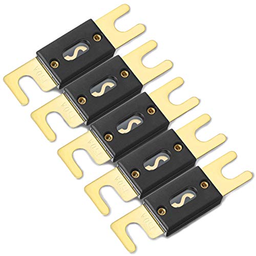 ZHITING 5 Pcs Fusible ANL de 150 Amperios Placa Dorada de Fusibles hoja Fuse para Sistema de Audio de Coches y Vehículos