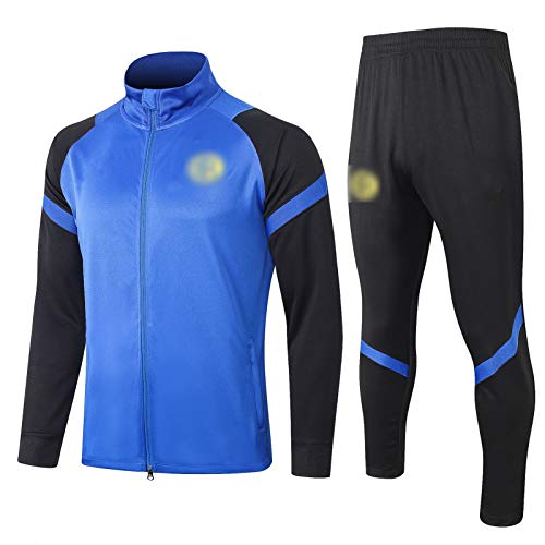 2021 Intěr Milǎn Fútbol de Entrenamiento Jersey, chándalsuits Fall/Winter Cuello Alto Cuello de Manga Larga Conjunto de Entrenamiento Transpirable y Secado rápido Blue-M