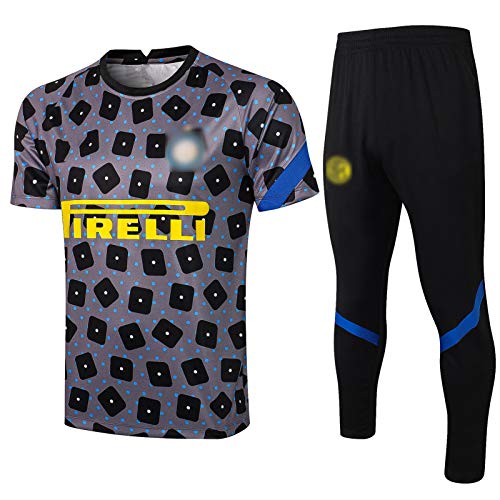 21-22 Nueva Temporada Intěr Milǎn Fútbol de Entrenamiento de fútbol Uniforme de Manga Corta Rendimiento Transpirable y Secado rápido Serie de Polo Jersey (Camisa + p XXL