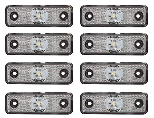 8 luces LED de 12 V 24 V con cable delantero blanco luces de contorno ADR Camión impermeable E-marcado remolque camión decoración accesorios