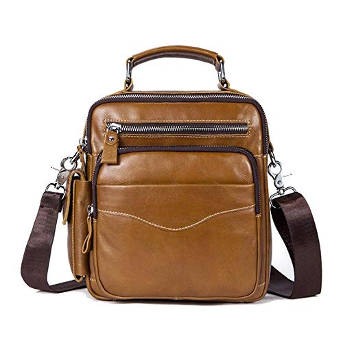 A-hyt diseño cómodo Cuero Crossbody Men Kickoff Capa de Cuero Hombro Negocio Bolso Cursory Moda (Color : Brown, Size : 20 * 6.5 * 23 cm)