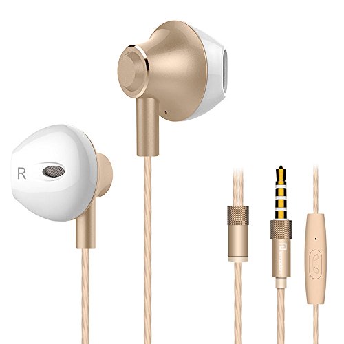 achoTREE Auriculares Estilo Clasico con Control de Teléfono Universal y Micrófono, Estéreo y Graves para Dispositivos Apple iPhone Samsung LG Moto Android & ISO, Oro