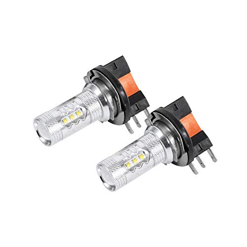 Akozon 80W H15 Bombillas Lámpara de luces de bombillas blancas HID de dos piezas H15 Lámpara de luces diurnas para luces de giro freno estacionamiento Tai y luces antiniebla