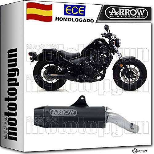 ARROW TUBO DE ESCAPE HOMOLOGADO REBEL CON FONDO CARBY EN ALUMINIO NEGRO COMPATIBLE CON HONDA CMX 500 REBEL 2017 17 74504RB