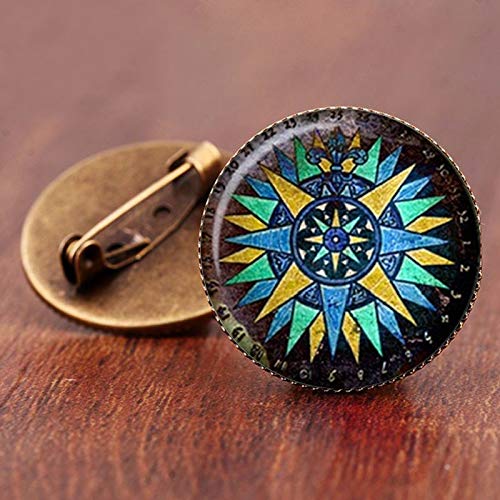 Art Jewelry The New Drop Mandala - Broche redondo de cristal con diseño de mandala