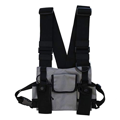 Balight Men Women Chest Rig Bag Chaleco multibolsillos Hip Hop Streetwear Funcional Tactical Harness Rig Chest Rig Pack Ajustable Riñonera Práctico