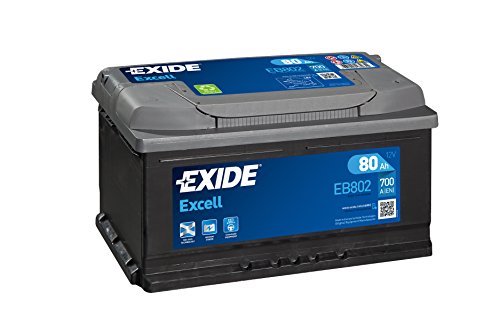 Batería de coche Exide Excell EB802 80 Ah, sin mantenimiento (lista para el montaje)