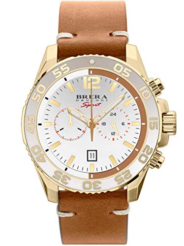 Brera Orologi Sport Collection Reloj de Cuarzo Analógico para Hombre con Correa de Piel Mod. Mistral BRSPMIC4401-CUO-CF