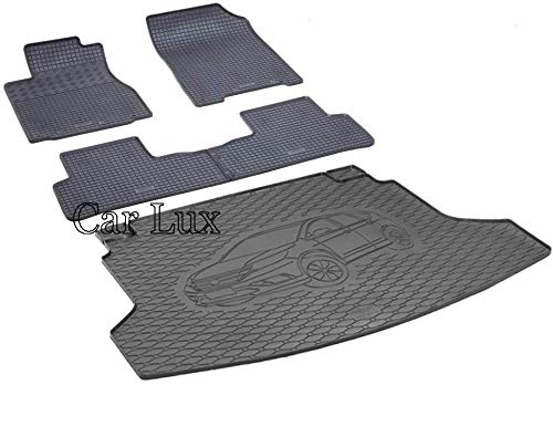 Car Lux DUO06044 - Alfombra Protector Cubre Maletero y Alfombrillas de Goma a Medida para Honda CR-V CRV Desde 2012-