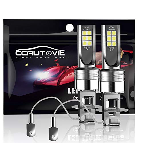 CCAUTOVIE Bombilla LED Antiniebla Coche H3 para Luces Antiniebla Circulación Diurna DRL 60W 6000K Blanco