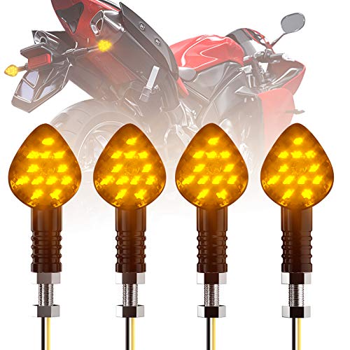 CCAUTOVIE Intermitentes Moto LED,Intermitente Moto E-24 Homologado Ámbar LED Universales Motocicleta Luces Indicator 12V (Paquete de 4 )