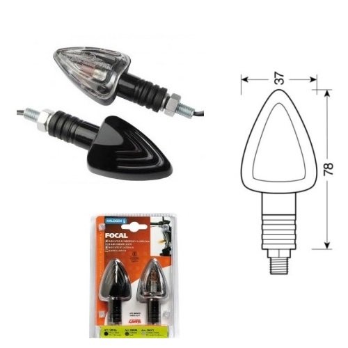 Compatible con Honda CBF 600 N Par de intermitentes con bombilla de 21 W para moto homologadas Focal Lampa 90065 indicador universal negro lente blanca luz naranja