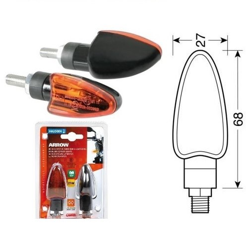 Compatible con Honda FMX 650 Par de intermitentes con bombilla de 12 V – 21 W homologados E13 universal para moto Lampa 90092 Arrow cristal naranja luz naranja