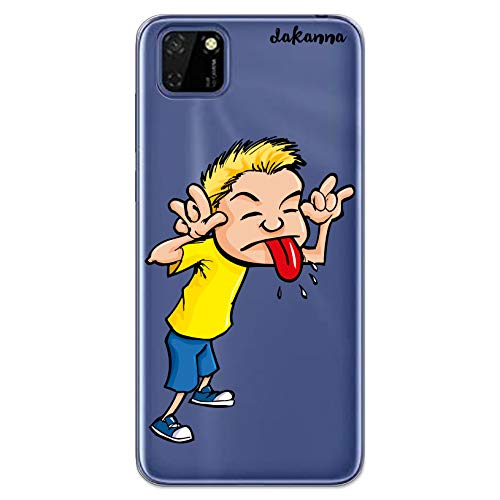 dakanna Funda Compatible con [ Huawei Y5P 2020 – Honor 9S ] de Silicona Flexible, Dibujo Diseño [ Niño sacando la Lengua ], Color [Fondo Transparente] Carcasa Case Cover de Gel TPU para Smartphone