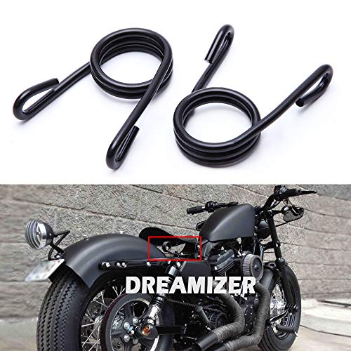 DREAMIZER 2PCS Acortar Muelles de asiento Bobber, Muelles Fijos de Acero para Asiento de Motocicleta para Sportster Forty-Eight 48 XL883 1200 Fatboy(Negro)