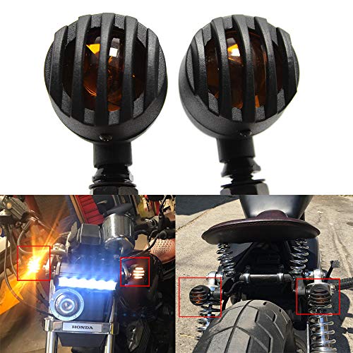 DREAMIZER Intermitentes Moto, 2pcs Ámbar Señal de Giro 12V Universales Motocicleta Luces Indicator Faros para Cruiser Bobber Chopper