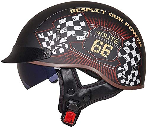 EBAYIN Casco De Motocicleta Medio Casco Moda Retro Harley Motocicleta Medio Casco Piloto Jet Casco Dot/ECE Certificado Cruiser Chopper Scooter Ciclomotor Ciclomotor Casco De Ciclomotor,I-L=（59~60cm）