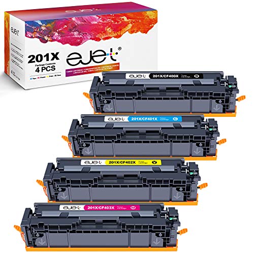 ejet Cartucho de Toner Compatible para HP 201X 201A para HP Color Laserjet Pro MFP M277dw Pro M252dw MFP M277n Pro M252n MFP M274n (Negro/Cian/Magenta/Amarillo)