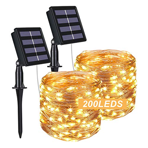 Flintronic Luces Navidad, 200LED 22m/72Ft LED Guirnalda Luces Solares, 8Modos Cadena de Luces, Luces de Hadas, Decorativas Guirnaldas Luminosas para Navidad Interior y Exterior, Boda, Fiesta, Balcón