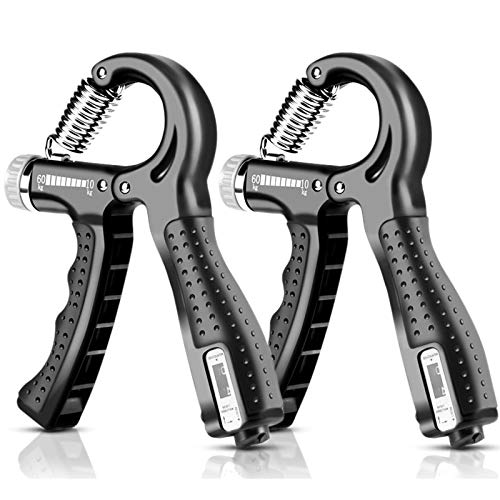 Fortalecedores de Mano Set, 10-60KG Ajustables con Función de Conteo, Entrenamiento de la Fuerza de Mano, Grips Strengthener, Fortalecedor de Mano, Antebrazo Entrenamiento, Kit Pesas Musculacion