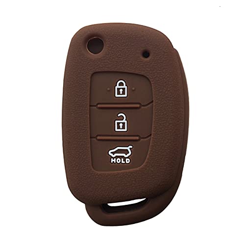 Funda de Silicona para Llave de Coche para Hyundai Tucson Sonata Ix35 Ix25 I20 Creta Santa Fe GLS Sport Elantra Reina Funda para Llave, marrón