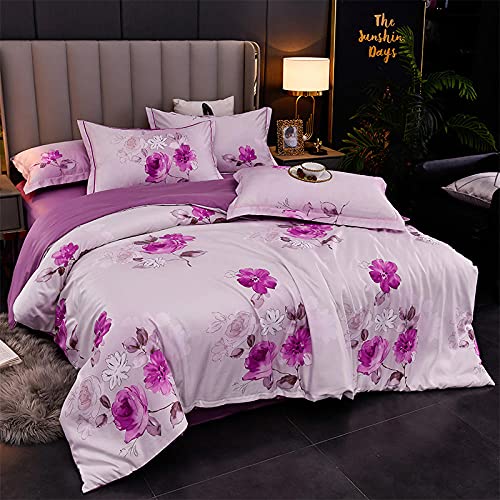 funda nordica cama 180,Juego de cuatro piezas de seda de seda de seda de seda de hielo de verano, cama cómoda sedosa cama solo paquete de seda cubierta de seda, traje de cama de satén suave de lujo-K