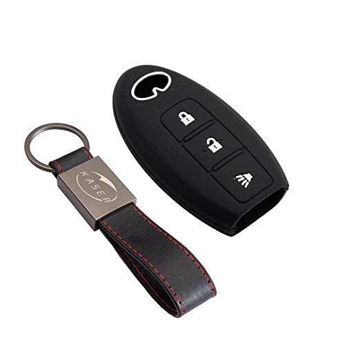 Funda Silicona para Llave Infiniti – Carcasa Llaveros 3 Botones para Coche Q30 Q50 Q70 Cover Case Protección Remoto Mando Auto Keyless (Negro)