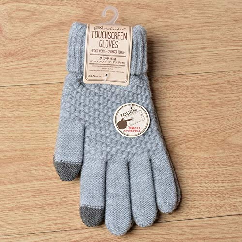 Guantes de Punto para Mujer Guantes Gruesos cálidos de Invierno con Pantalla táctil Manoplas sólidas para Tableta de teléfono móvil -Gray