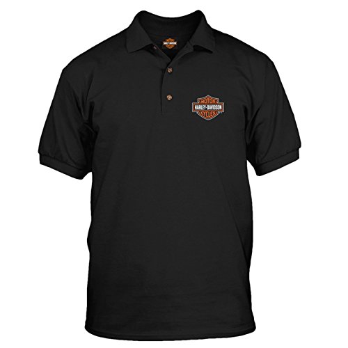 Harley-Davidson Military - Polo de manga corta para hombre, 3 botones negro - Bar & Shield | Overseas Tour - - X-Large