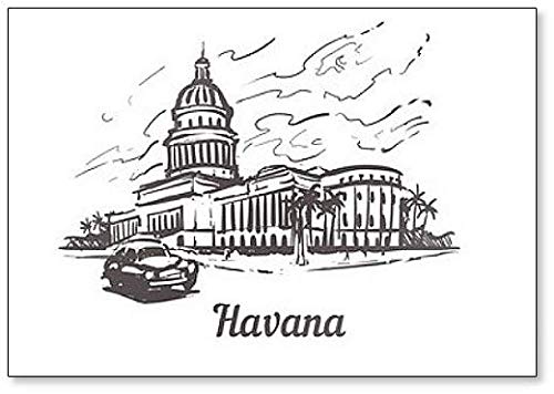 Havana - Imán para nevera, diseño de ilustración de dibujo hecho a mano, Capitol de La Habana