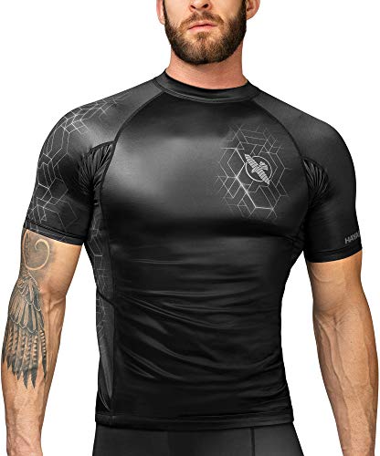 Hayabusa Geo Short Sleeve Rashguard - Zwart, Grijs M