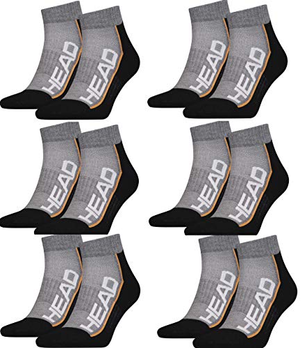 Head Performance Quarter - Calcetines deportivos unisex (12 unidades), Hombre, Gris y negro., 43/46