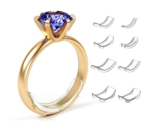 HIMM - 8 anillos transparentes para ajustar el tamaño del anillo grande de silicona invasible, ajuste de tamaño de anillo antideslizante para anillo de boda