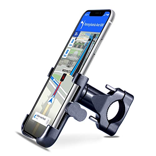 Homeet Soporte Movil Bici, Soporte Bicicleta Teléfono 360 Grados de Rotación Soporte Móvil Universal Antideslizante Soporte Manillar para Bicicleta Aleación de Aluminio para 4.7" a 6.8" Móvil y GPS