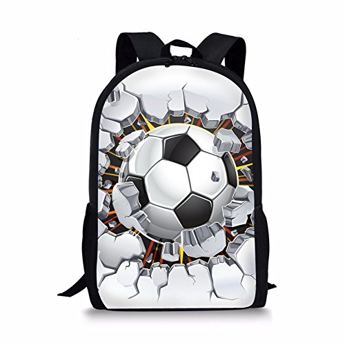 HUGS IDEA Patrón de Fútbol Niño Escuela Bookbag Niños Mochila, Fútbol 4 (Azul) - Y-H393C