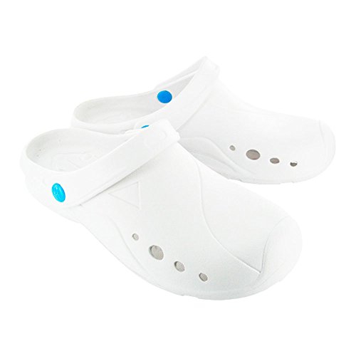 Hurry Jump - Zapatos de hospital, zuecos sanitarios, goma EVA, antideslizante, color blanco, Blanco (blanco), 40 EU