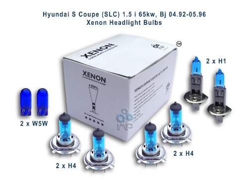 Hyundai S Coupe (SLC) 1.5 i 65kw, Bj 04.92-05.96 Xenon Headlight Bulbs H1, H4, H4, W5W