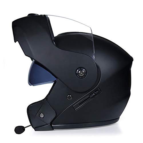 HZIH Bluetooth Casco Moto Casco Modular,Casco de Moto Modular Integral con Anti-Fog Doble Visera Motocicleta,para Cruceros Locomotora de Ciclomotor Chopper,ECE Homologado I,S(54~55CM)