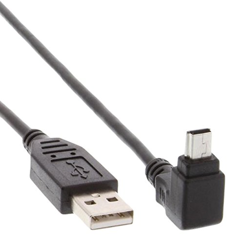 InLine 34105 - Cable mini USB 2.0 (conector A a conector mini B de 5 pines, acodado, 90°, 0,5 m), color negro