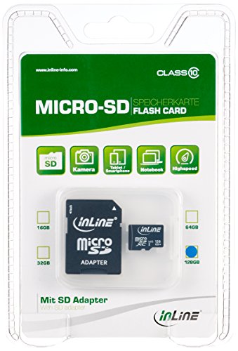 InLine 35055I 128GB MicroSDXC Clase 10 memoria flash - Tarjeta de memoria (128 GB, MicroSDXC, Clase 10, 30 MB/s, Negro)